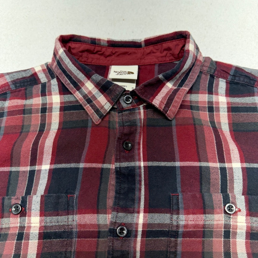 The North Face Plaid Flannel Button Down Shirt Cotton Outdoors Red Black Mens XL - Picture 4 of 16